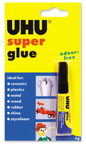 UHU Super Glue Odour-free Flowing Fast-acting High-strength in Tube 3g Ref 43575