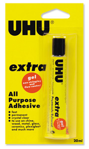 UHU Extra All Purpose Gel Glue for vertical Surfaces and Crafts in Tube 20ml Ref 40253
