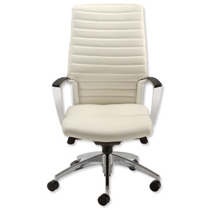 Adroit Zip Executive Armchair Back H640mm W500xD510xH440-540mm Leather White Ref AccordWL