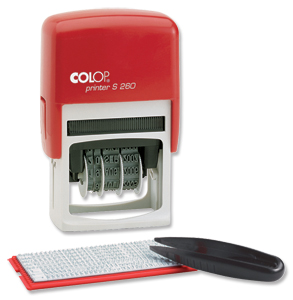 Colop Printer S260 D-I-Y Text Date Stamp Self-Inking 2 Lines Text Imprint 45x24mm Red/Blue Ref 15575000