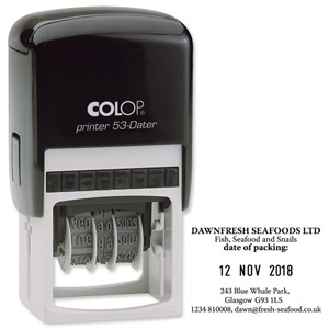 Colop Printer 53 Custom Date Text Stamp Self-Inking Imprint 45x30mm Ref 11323100 Ident: 282F