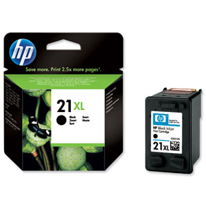 Hewlett Packard [HP] No. 21XL Inkjet Cartridge Page Life 475pp 12ml Black Ref C9351CE