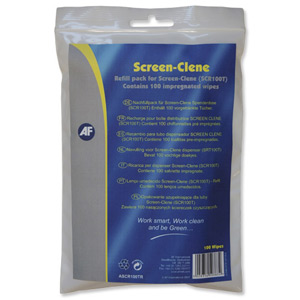 AF Screen-Clene Refill Pouch Anti-static Non-flammable Alcohol-free 100 Wipes Ref ASCR100TR