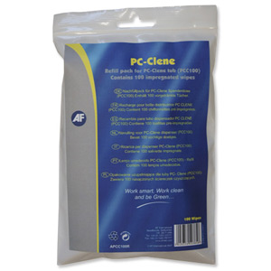 AF PC-Clene Refill Pouch Cleaning Anti-static Non-flammable 100 Wipes Ref APCC100R
