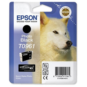 Epson T0961 Inkjet Cartridge UltraChrome K3 Husky Photo Black Ref C13T09614010 Ident: 804K