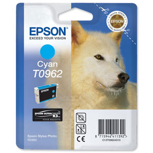 Epson T0962 Inkjet Cartridge UltraChrome K3 Husky Page Life 1505pp Cyan Ref C13T09624010 Ident: 804K