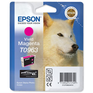Epson T0963 Inkjet Cartridge UltraChrome K3 Husky Page Life 865pp Vivid Magenta Ref C13T09634010
