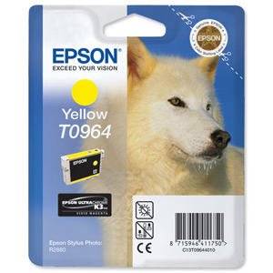 Epson T0964 Inkjet Cartridge UltraChrome K3 Husky Page Life 890pp Yellow Ref C13T09644010 Ident: 804K
