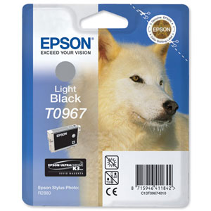 Epson T0967 Inkjet Cartridge UltraChrome K3 Husky Page Life 6210pp Light Black Ref C13T09674010 Ident: 804K