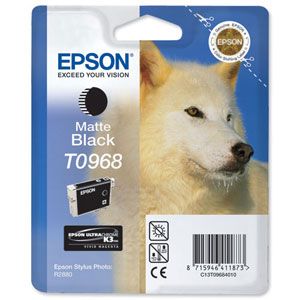 Epson T0968 Inkjet Cartridge UltraChrome K3 Husky Page Life 495pp Matt Black Ref C13T09684010 Ident: 804K