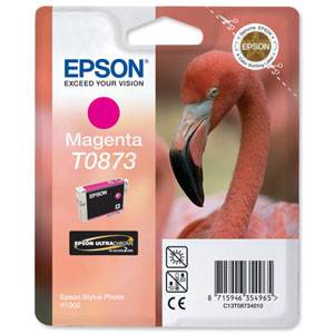 Epson T0873 Inkjet Cartridge UltraChrome Hi-Gloss2 Flamingo Page Life 890pp Magenta Ref C13T08734010