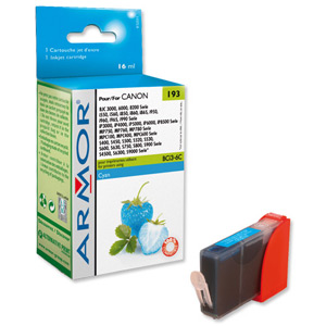 Armor Compatible Ink Cartridge Page Yield 340pp Cyan [Canon BCI3C/BCI6C Equivalent] Ref K12311