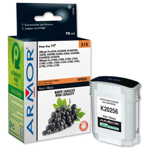 Armor Compatible Ink Cartridge Page Yield 2300pp Black [HP No.88 C9396AE Equivalent] Ref K20256