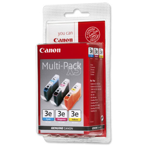 Canon BCI-3e Inkjet Cartridge Cyan Magenta Yellow Ref 4480A262 [Pack 3]