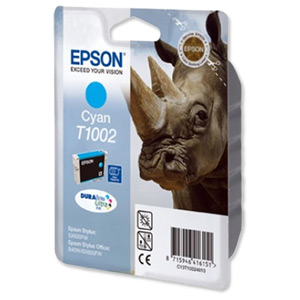 Epson T1002 Inkjet Cartridge DURABrite Ultra Rhino Cyan Ref C13T10024010 Ident: 805A