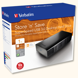Verbatim Hard Drive External USB 3.0 with Backup Software for MacOSX10.1 and Windows 1TB Ref 47670