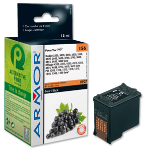 Armor Compatible Inkjet Cartridge Black [HP No. 27 C8727AE Equivalent] Ref K20113