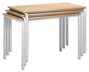 Trexus Stacking Classroom Table Rectangular Assembled W1150xD550xH590mm Beech Ref CN1260M-590