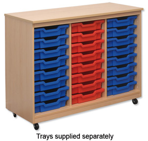 Trexus Mobile Storage Unit Empty Holds 24 Trays Beech Ref X2000