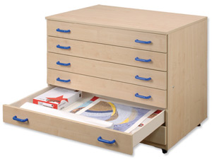 Trexus Mobile Planchest Unit 6 Drawers Holds AX Paper Beech Ref X11000