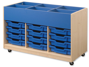 Trexus Mobile Bookbox with 12 Trays Blue Beech Ref X12000