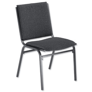 Trexus Maxi Stacking Chair Back H420mm W420xD420xH440mm Charcoal Ref PS902