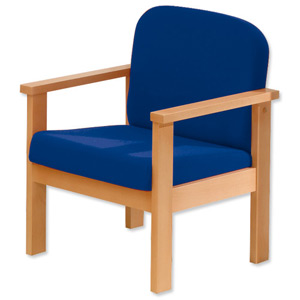 Trexus Reception Armchair Beech Cushioned Backrest H430mm Seat W570xD580xH410mm Blue