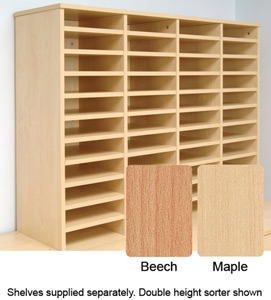 Tercel Post Room Sorter Hutch Add-on Single Height 4 Bay Can Fit 24 Shelves W1280xD360xH620mm Beech