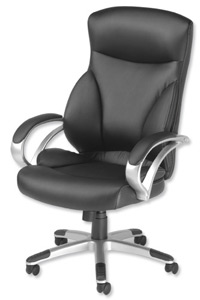 Influx Breeze F5 Executive Armchair Leather Look Back H610mm W560xD520xH470-560mm Black