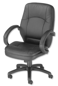 Influx Breeze F2 Executive Armchair Leather Look Back H600mm W500x480xH460-540mm Black