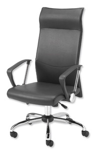 Influx Breeze F1 Executive Armchair Leather Look Back H690mm W500xD490xH440-510mm Black Ref 08EX08