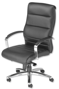 Influx Breeze F3 Executive Armchair Leather Look Back H640mm W520xD500xH470-550mm Black