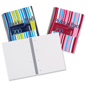 Pukka Pad Jotta Notebook Wirebound Plastic Ruled 80gsm 4 Hole 200pp A4 Assorted Ref JP018 3/4 [Pack 3]