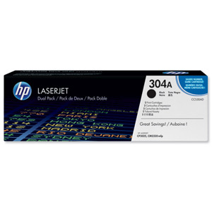 Hewlett Packard [HP] No. 304A Laser Toner Cartridge Page Life 3500pp Black Ref CC530AD [Pack 2]