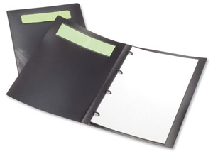 Rexel Ecodesk Ring Binder Recycled Plastic with Reversible ID Panel 4 Ring A4 Black Ref 2102163