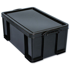 Really Useful Storage Box Plastic Recycled Robust Stackable 64 Litre W440xD710xH310mm Black Ref 64L