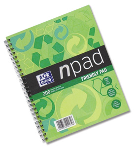 Oxford npad Notebook Recycled Wirebound with Pagemarker Ruled 80 Pages 90gsm A6 Ref E02180 [Pack 3]