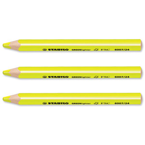 Stabilo Greenlighter Highlighter Pencil FSC Line Width 5.5mm Yellow Ref 6007/24 [Pack 10]