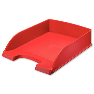 Leitz Plus Letter Tray Robust Polystyrene High-sided with Extra Label-space Red Ref 52270025