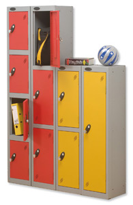 Trexus 3 Door Locker Hasp and Staple Lock Extra Depth ACTIVECOAT W305xD460xH1780mm Silver Red Ref 862485