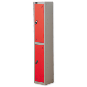 Trexus Plus 2 Door Locker Nest of 1 ACTIVECOAT W305xD305xH1780mm Silver Red Ref 863202