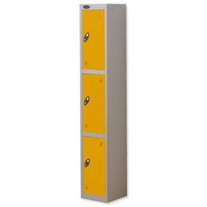 Trexus Plus 3 Door Locker Nest of 1 ACTIVECOAT W305xD305xH1780mm Silver Yellow Ref 863715