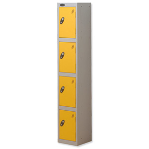 Trexus Plus 4 Door Locker Nest of 1 ACTIVECOAT W305xD305xH1780mm Silver Yellow Ref 864192