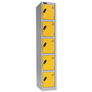 Trexus Plus 5 Door Locker Nest of 1 ACTIVECOAT W305xD305xH1780mm Silver Yellow Ref 864671