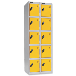 Trexus Plus 5 Door Locker Nest of 2 ACTIVECOAT W305xD305xH1780mm Silver Yellow Ref 864794