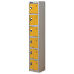 Trexus Plus 6 Door Locker Nest of 1 ACTIVECOAT W305xD305xH1780mm Silver Yellow Ref 865155