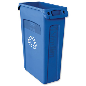 Rubbermaid Slim Jim Recycling Bin with Venting Channels W558xD279xH762mm 87 Litres Blue Ref 3540-07