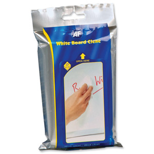 AF White Board Clene Wipes Flat Pack Resealable Ref AWBW025P [Pack 25]