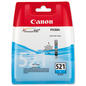 Canon CLI-521C Inkjet Cartridge Cyan Ref 2934B001AA Ident: 796D