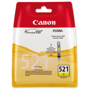 Canon CLI-521Y Inkjet Cartridge Yellow Ref 2936B001AA Ident: 796D